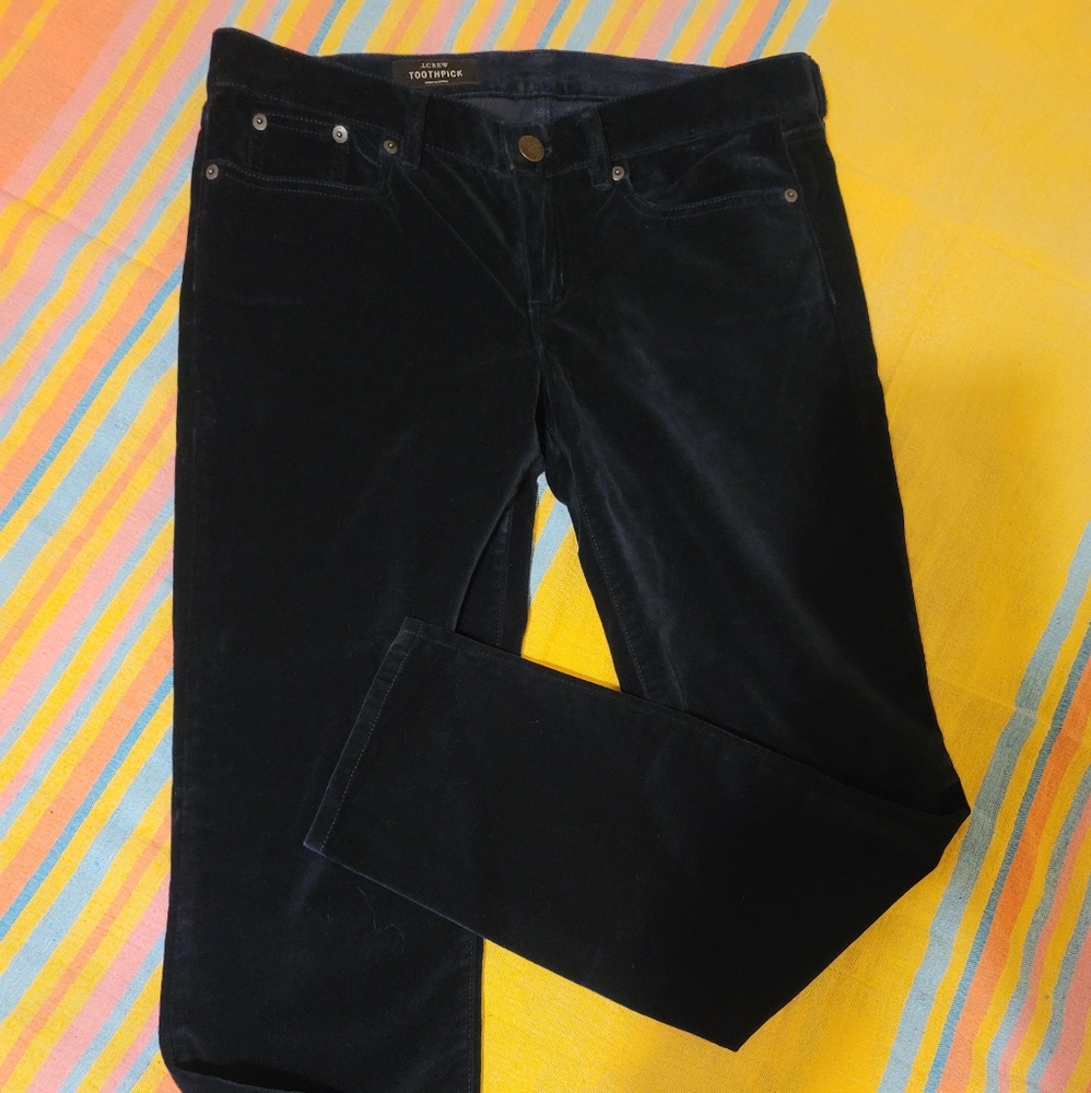 J Crew Navy Velvet toothpick jeans sz28